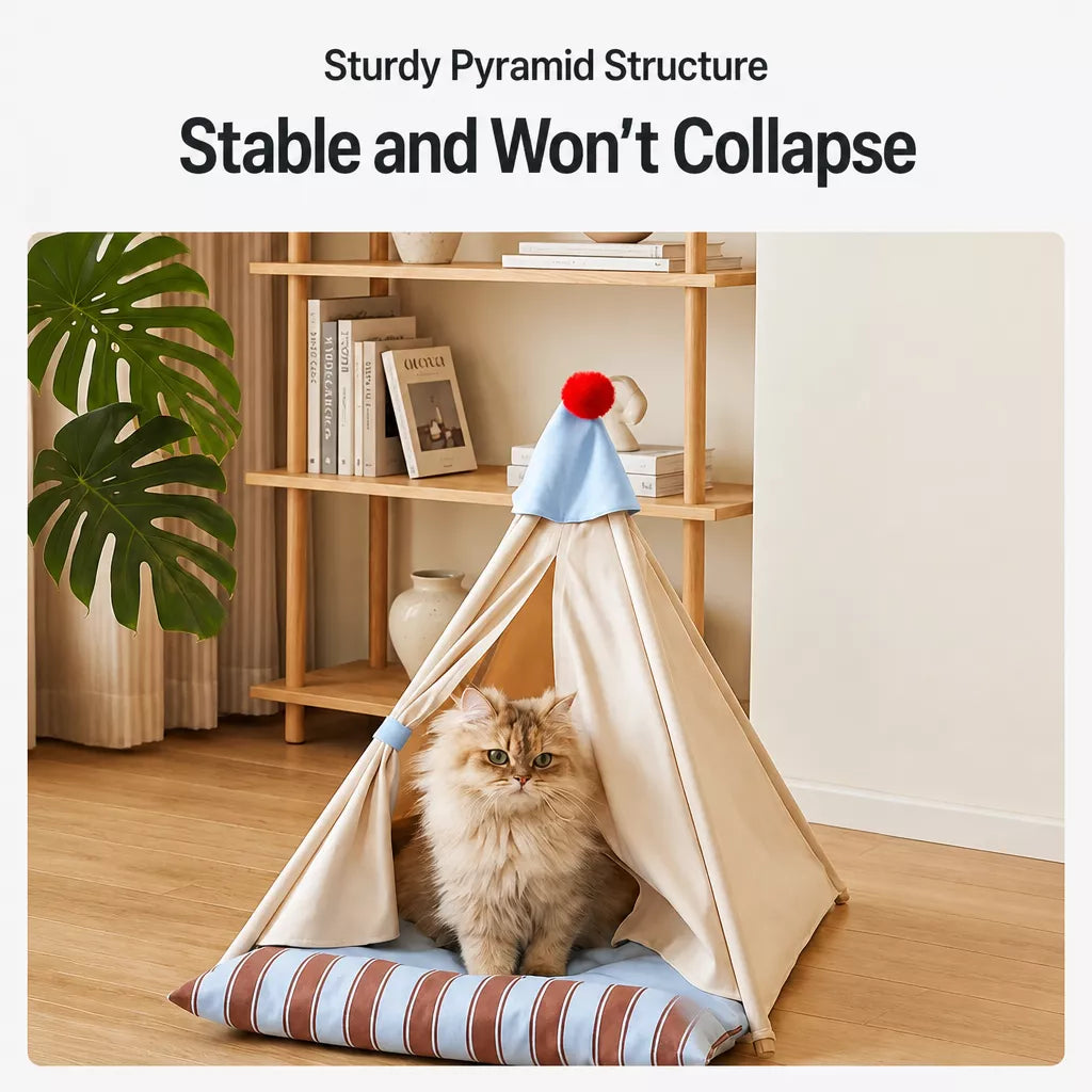 Semi-Enclosed Tent Bed for Small Dogs and Cats