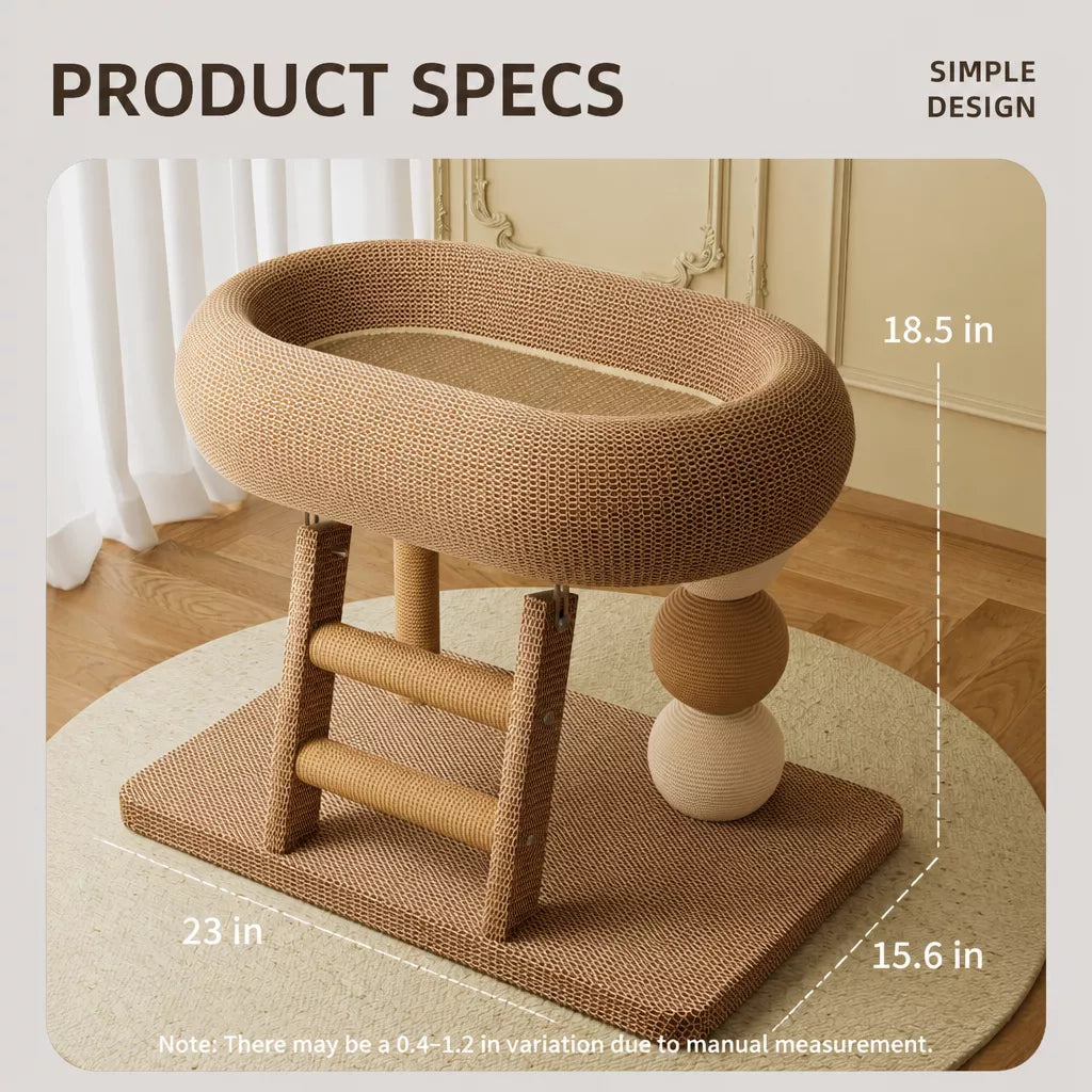 Space-Saving Sisal Cat Scratcher Bed & Climbing Tower