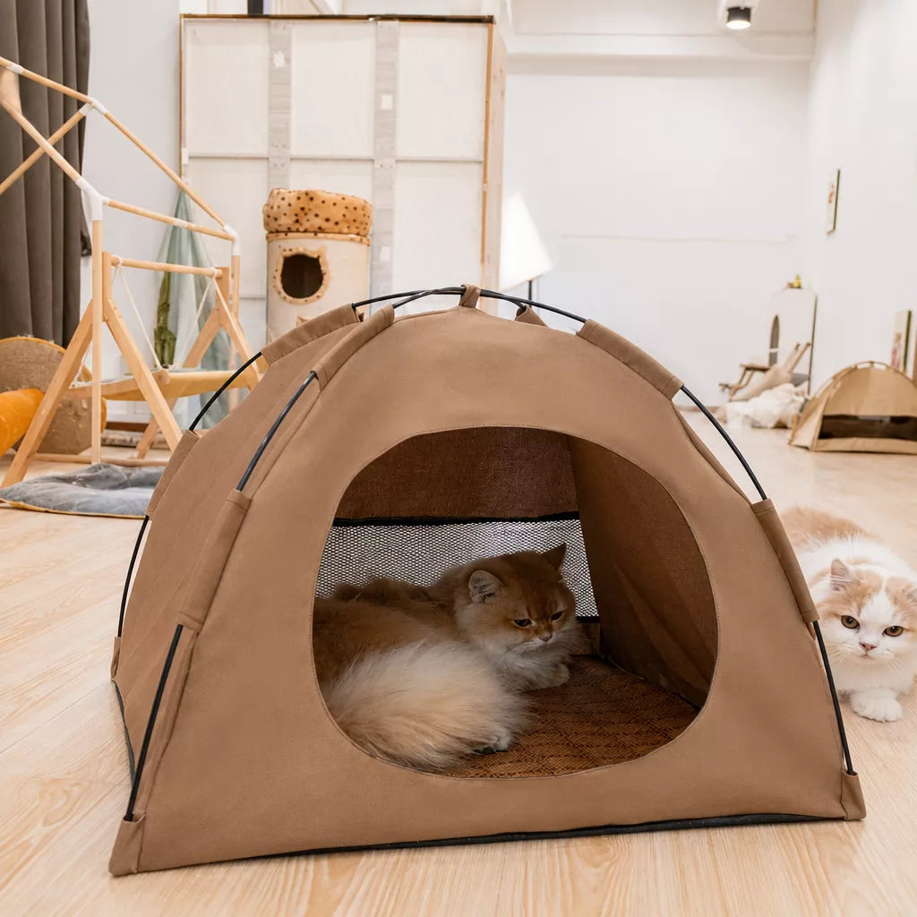 Portable Enclosed Pet Tent Bed with Ventilated Design