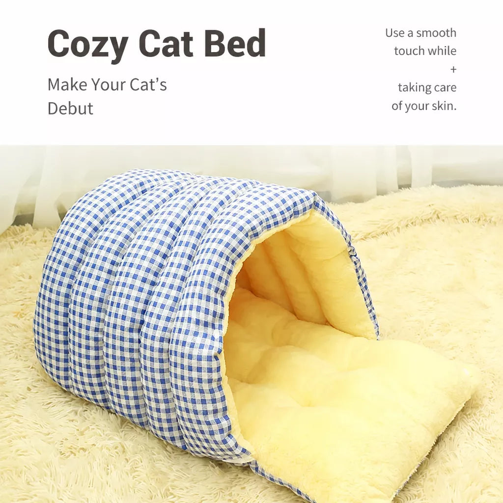 Enclosed Pet Bed with Open Entry for Cats and Small Dogs