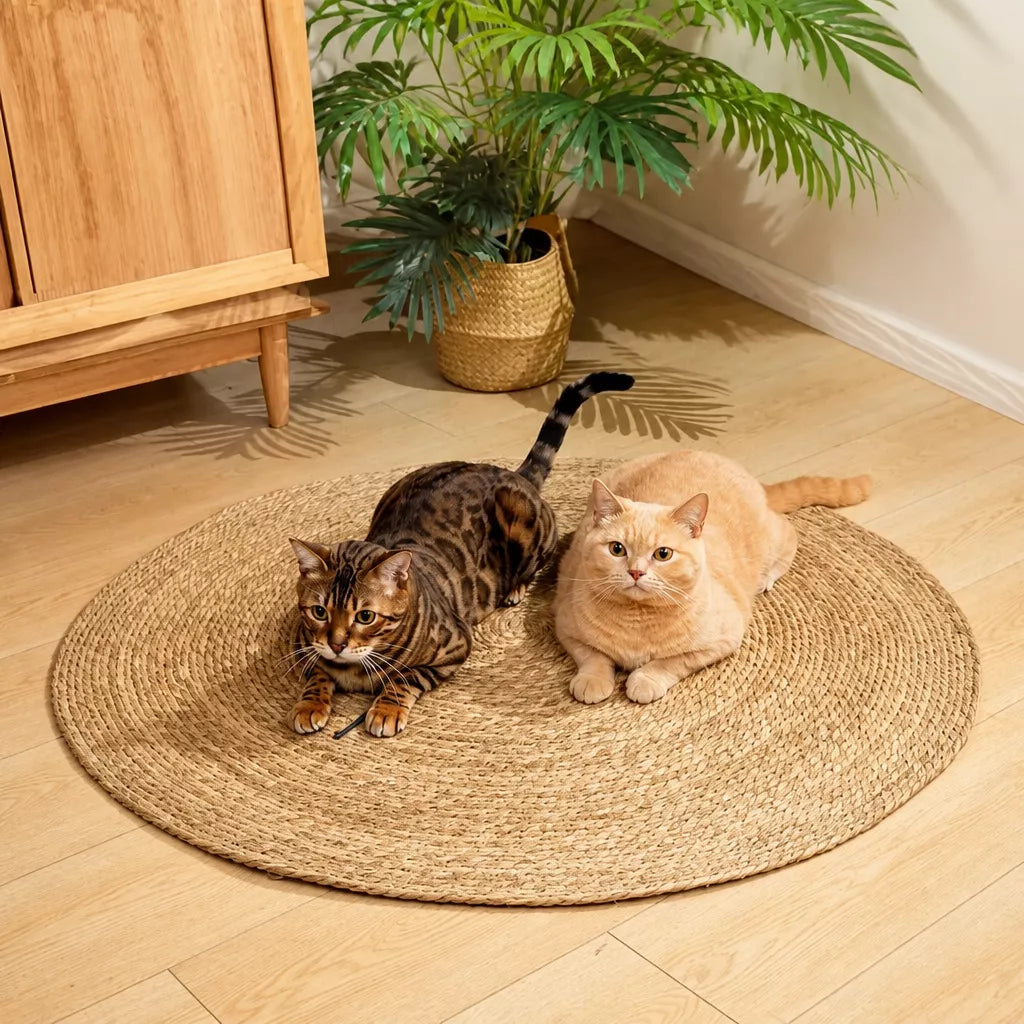 Round Bulrush Cat Scratching Mat