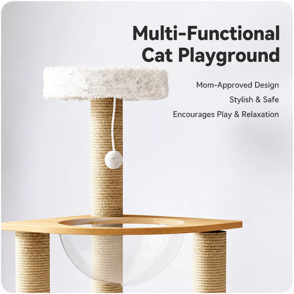 Cat Tree with Enclosed Cat House and Scratching Posts
