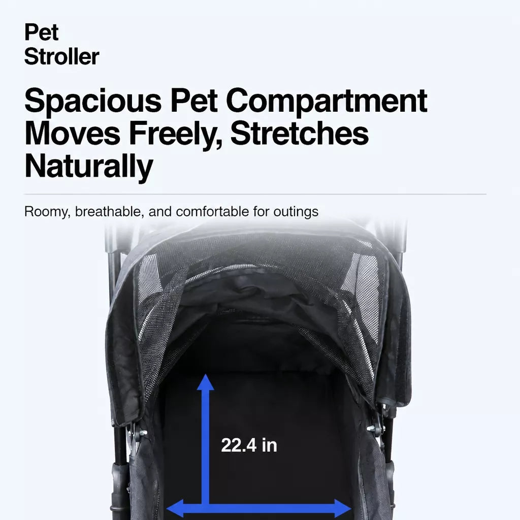 Foldable Pet Stroller with Detachable Carrier and Tray