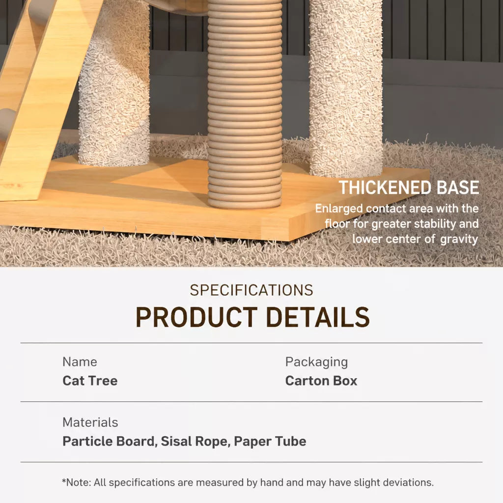 Mini Cat Tree with Enclosed Cat House and Scratching Post