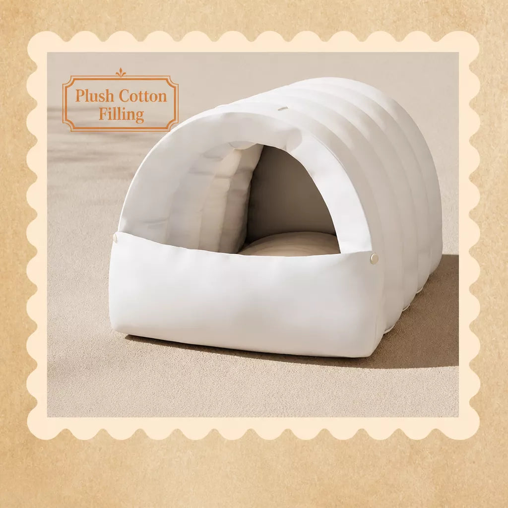 Enclosed Faux Fur Pet Bed for Cats and Small Dogs