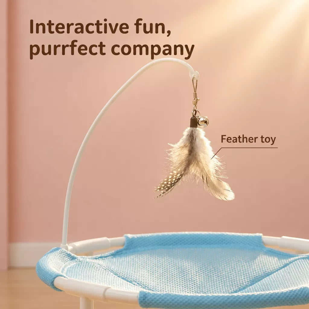 Elevated Round Cat Bed with Breathable Nylon Surface
