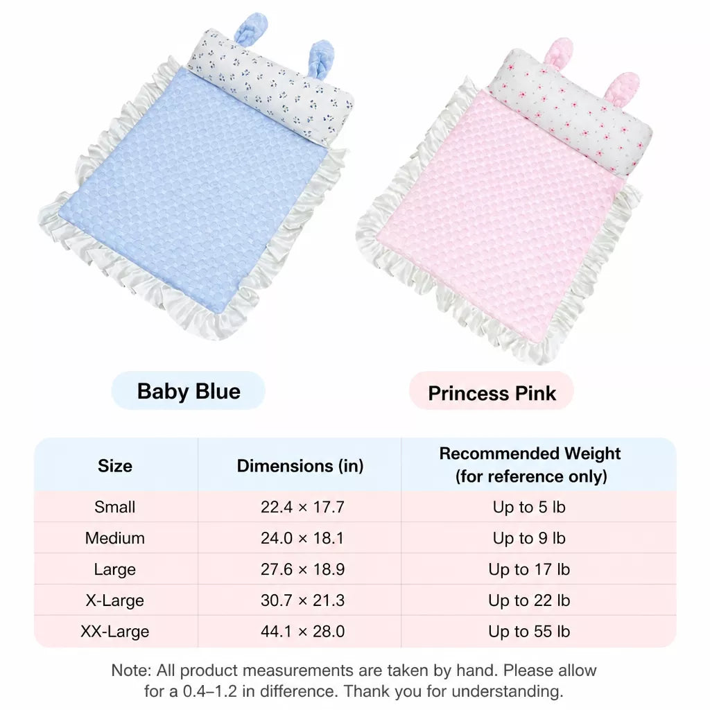 Pet Bed Mat with Bunny-Ear Pillow for Cats and Dogs