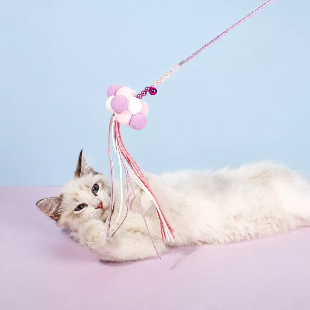 Fairy Cat Teaser Wand with Pom-Pom Toy
