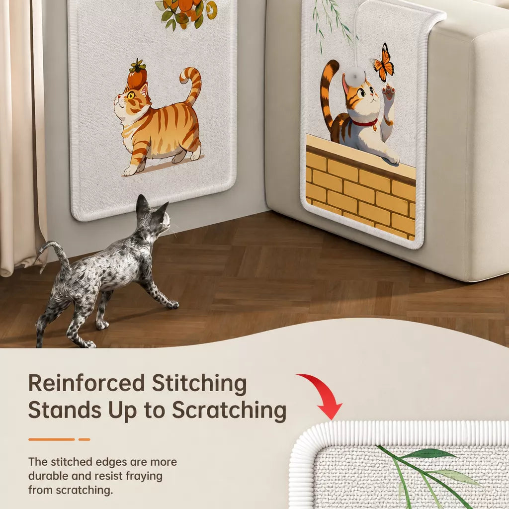 Adhesive Wall-Mounted Cat Scratcher with Braided Cotton Rope