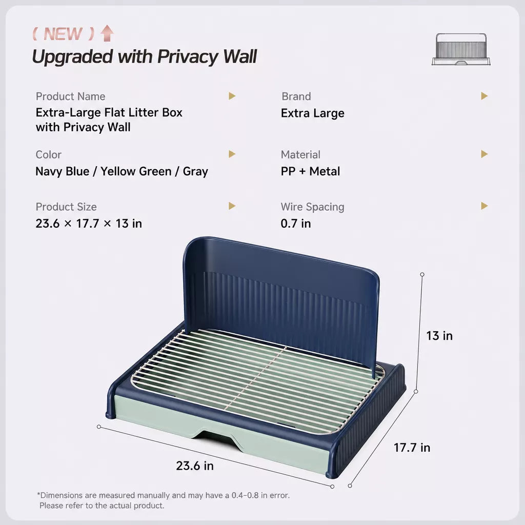 Dog Potty Tray with Back Wall, Wire Grid & Removable Drawer