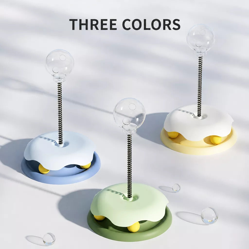 Interactive Cat Treat Spinner Toy with Teaser and Yarn Ball Options