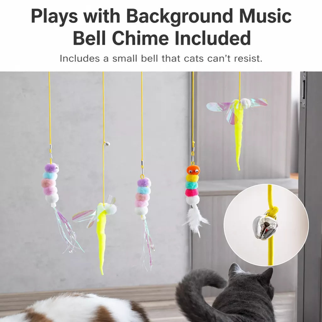 Door-Hanging Feather Cat Teaser Toy with Elastic Cord