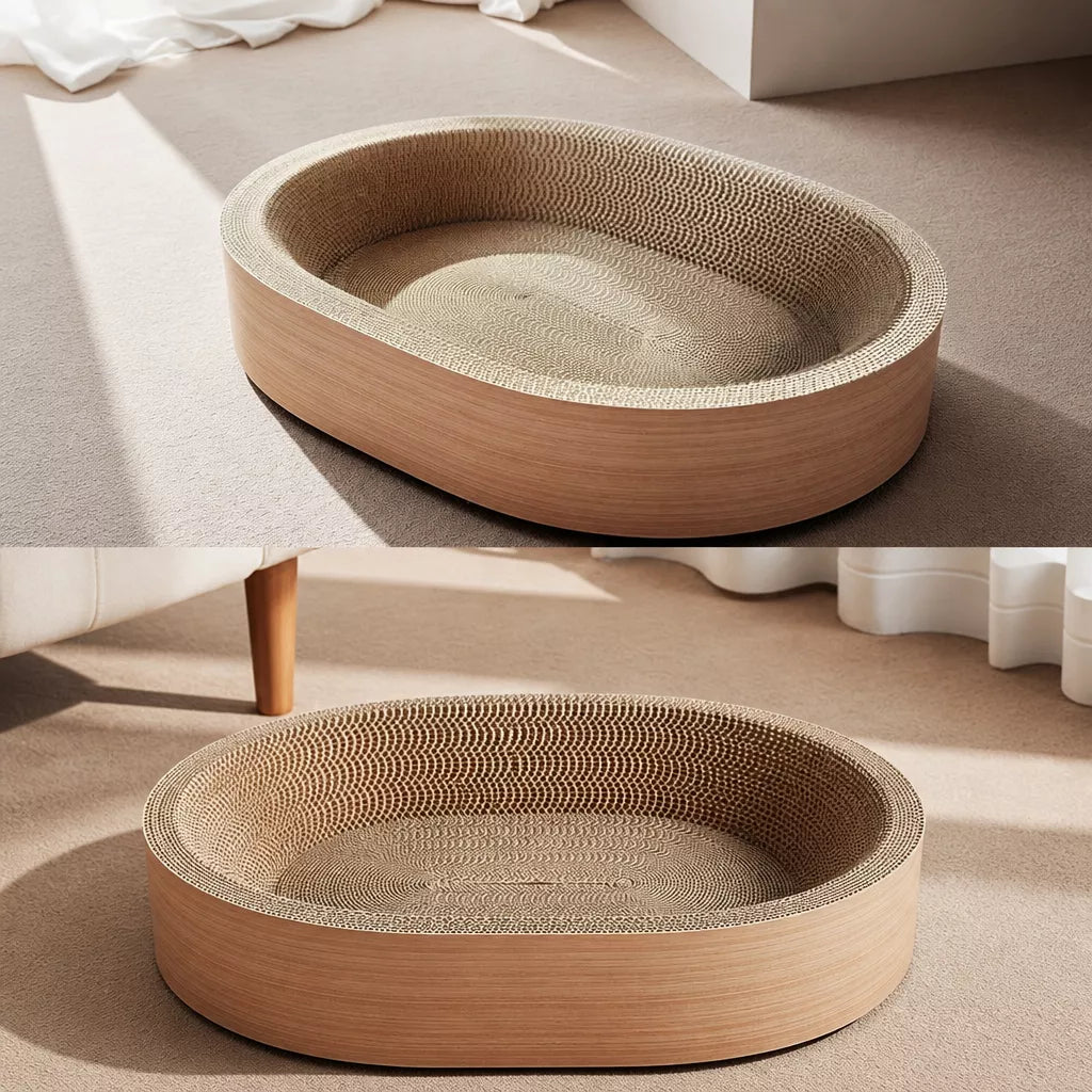 Oval Corrugated Cardboard Cat Scratcher Lounge