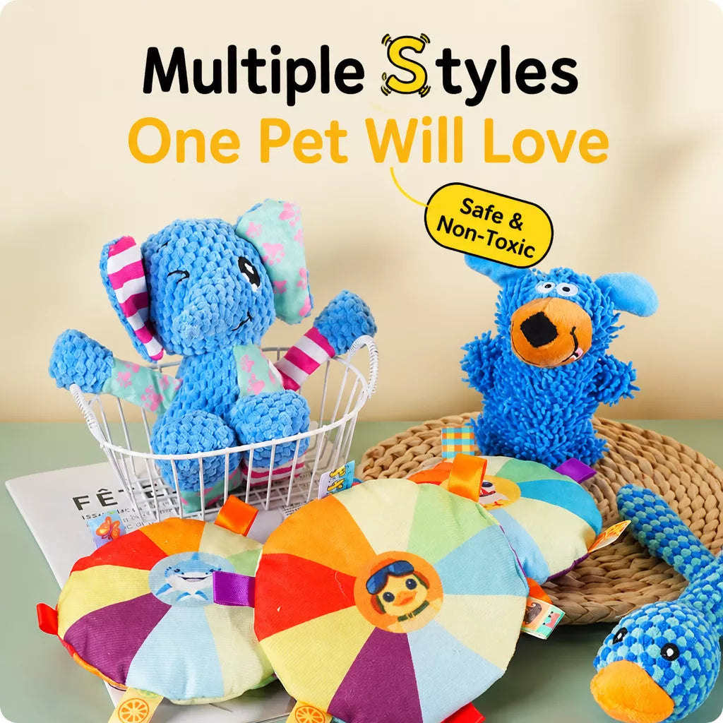 Plush Squeaky Pet Toy for Dogs and Cats – Assorted Animal Designs