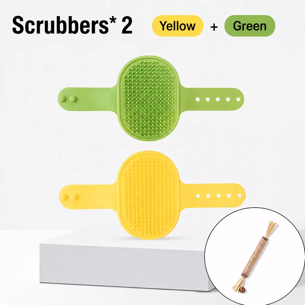 Strap-On Silicone Cat Grooming Brush for Table Legs