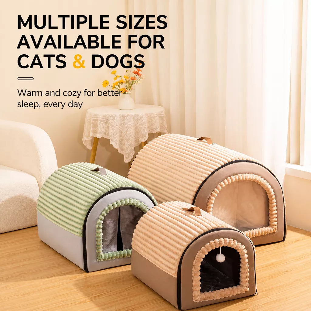 Enclosed Covered Pet Bed for Dogs and Cats