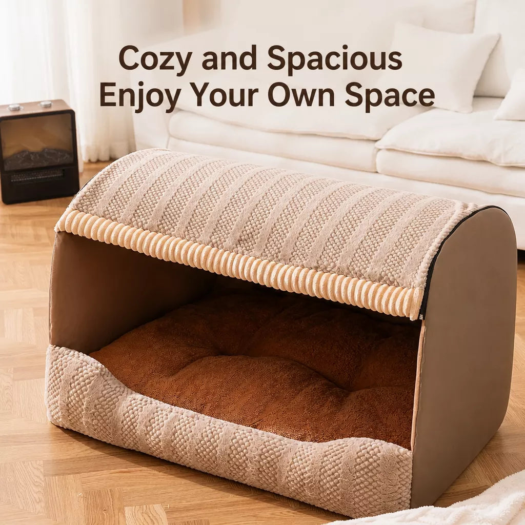 Enclosed Pet Bed with Removable Cover for Cats and Dogs
