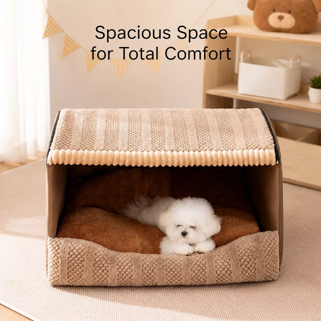 Covered Pet Bed for Dogs and Cats