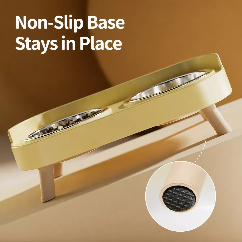 Double Dog Bowl Stand with Stainless Steel Bowls