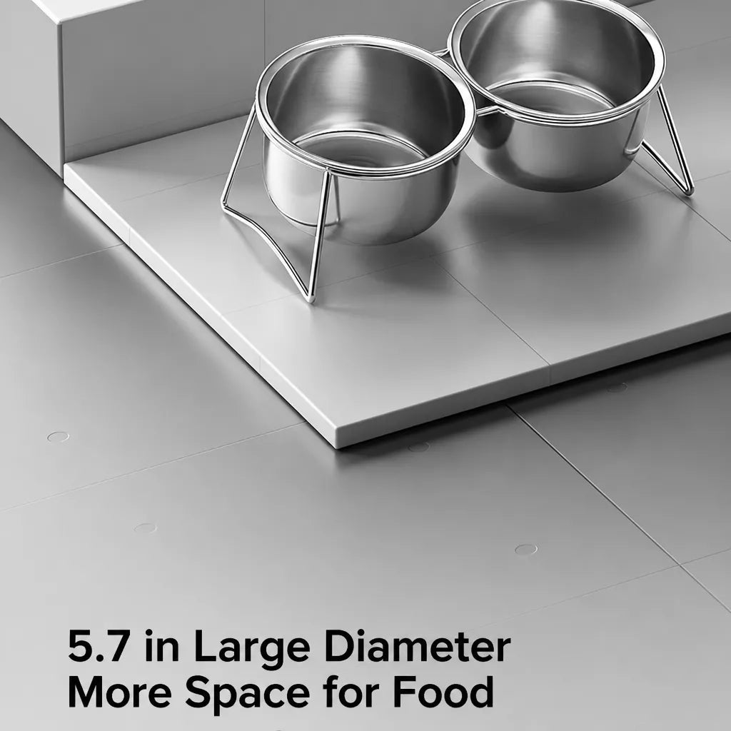 Elevated Stainless Steel Pet Bowl Stand for Dogs & Cats
