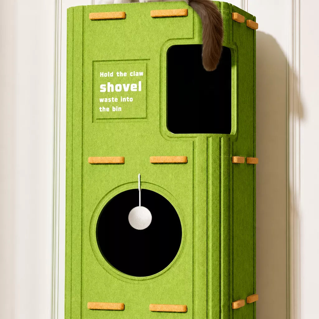 Multi-Level Cat Tree with Enclosed Cat Houses and Scratching Boards