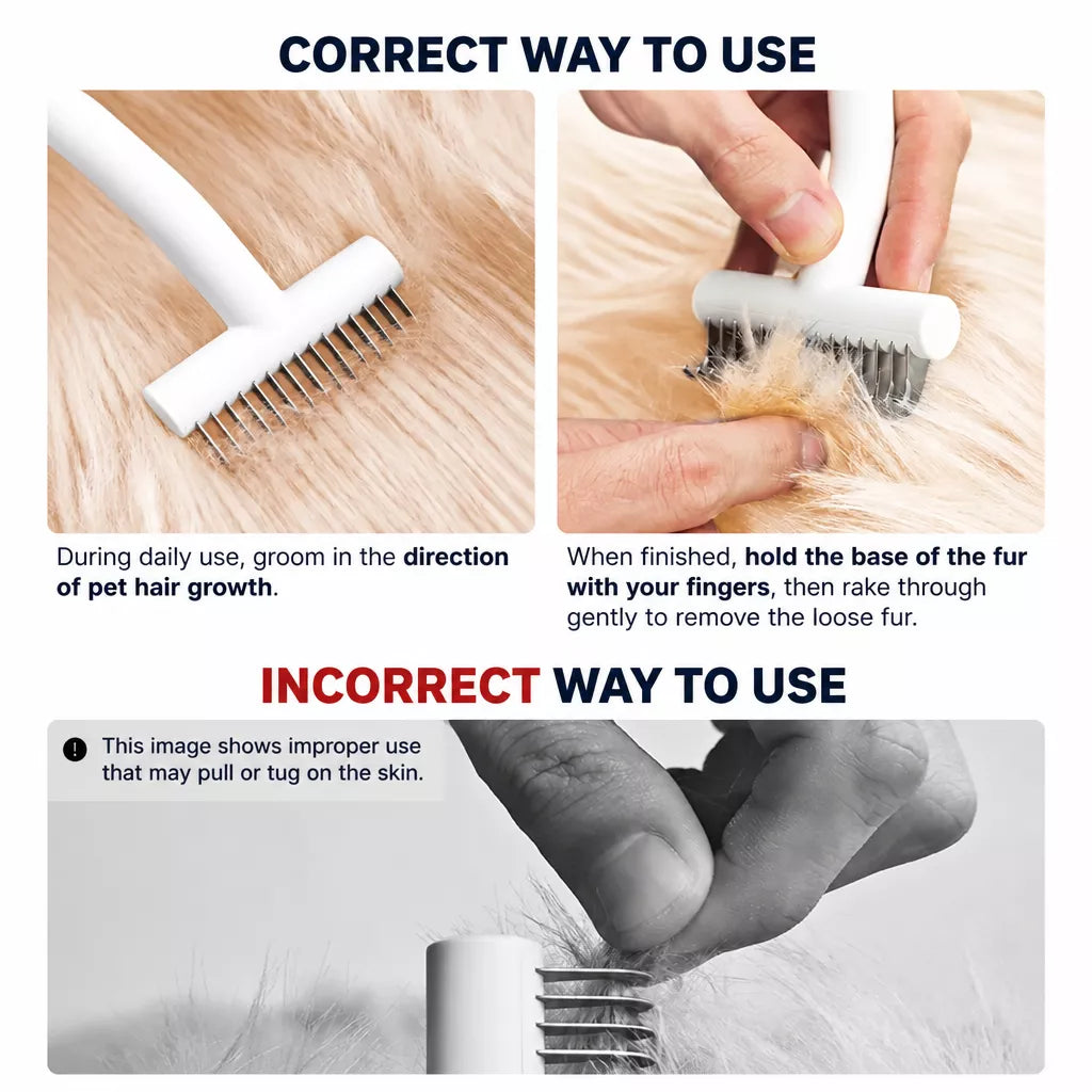 Pet Detangling and Loose Hair Removal Comb for Cats and Dogs