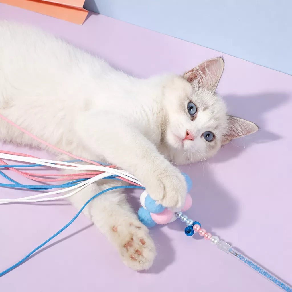 Fairy Cat Teaser Wand with Pom-Pom Toy