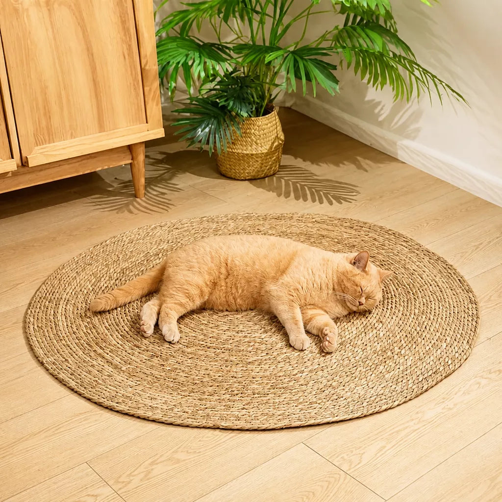 Round Bulrush Cat Scratching Mat