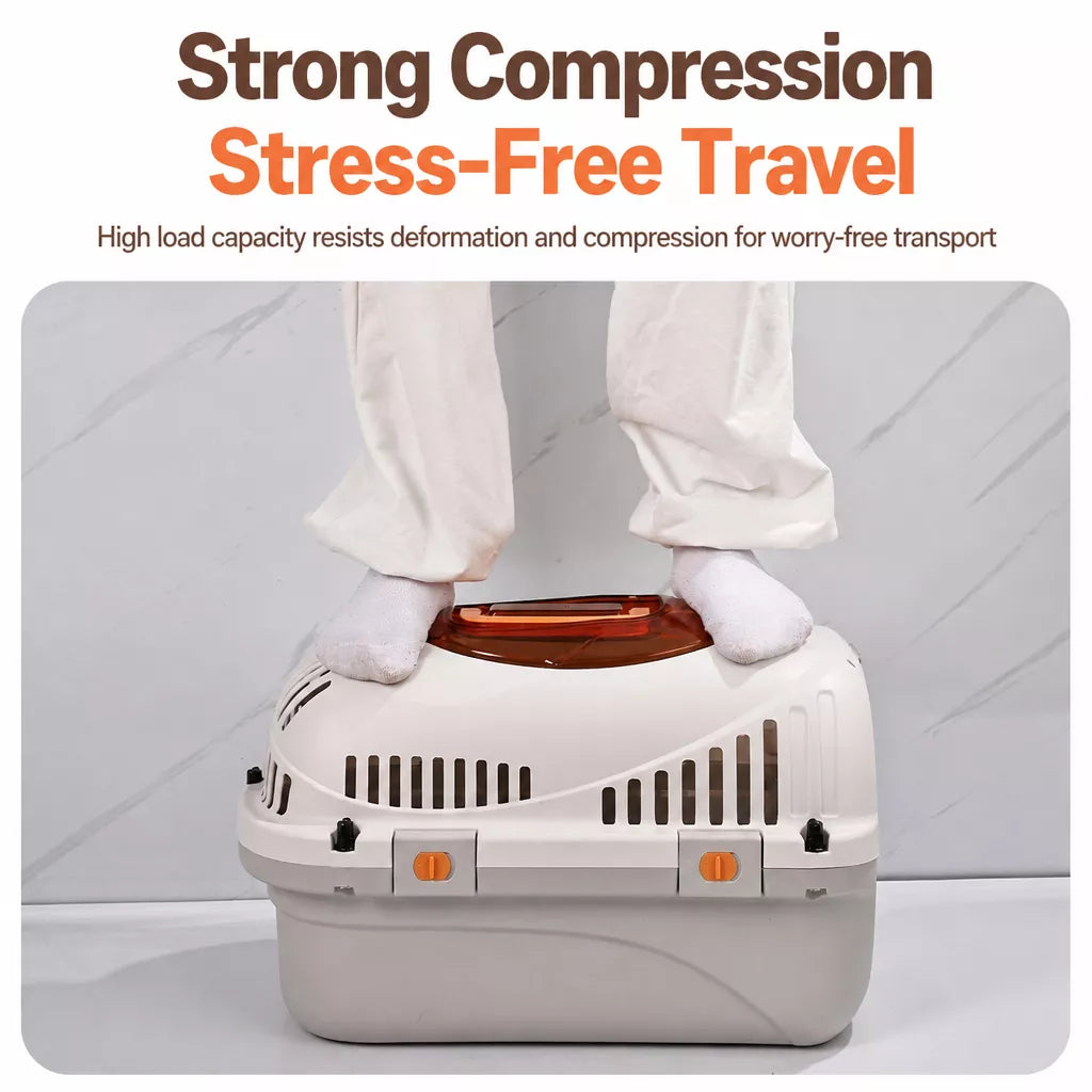 Portable Ventilated Plastic Pet Carrier for Small Dogs and Cats