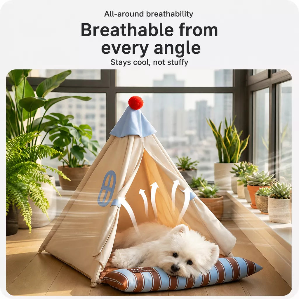 Semi-Enclosed Tent Bed for Small Dogs and Cats
