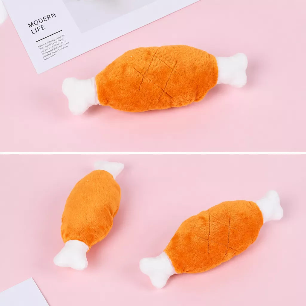 Plush Squeaky Chicken Leg Dog Toy