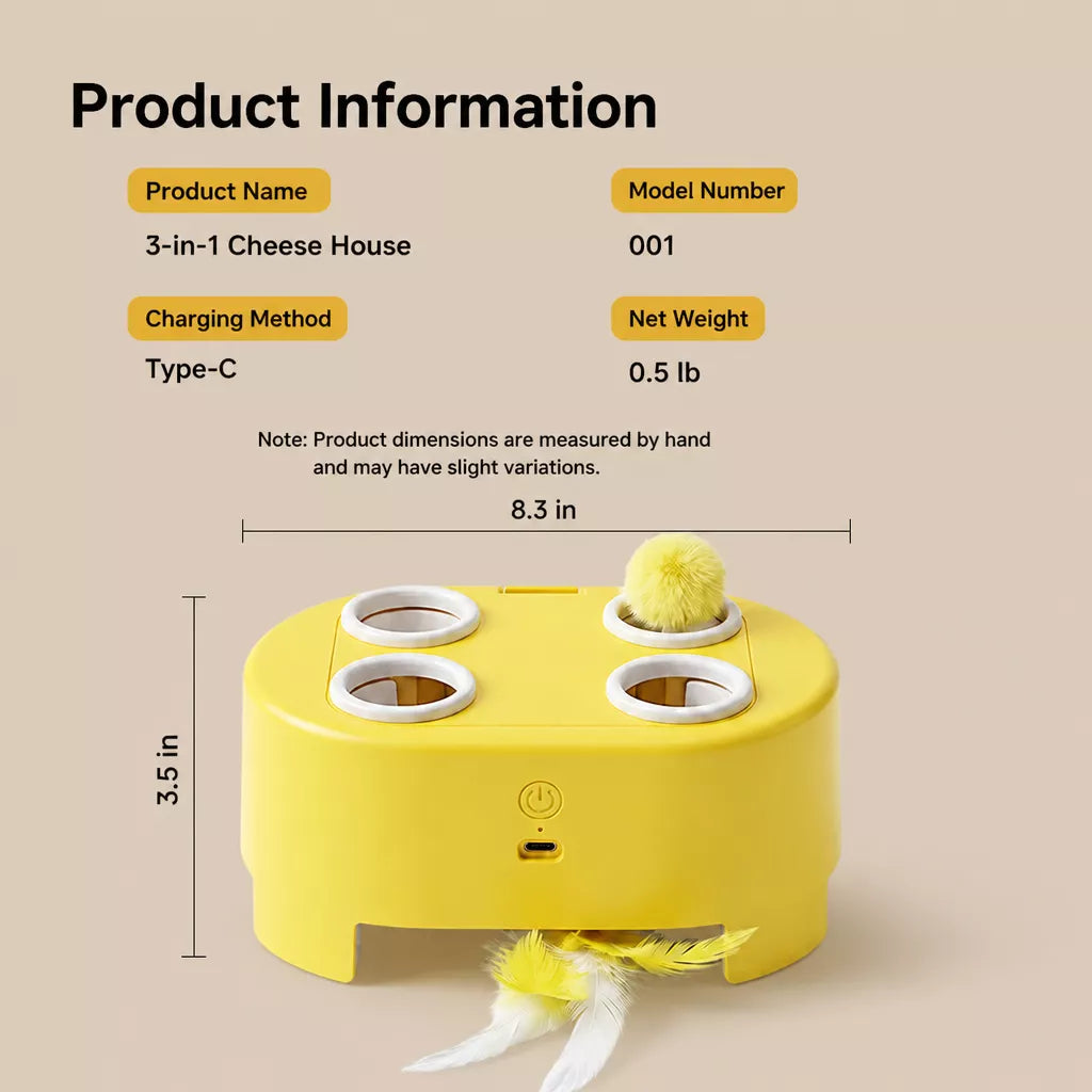 Interactive Electric Whack-a-Mole Cat Toy with Feather Teasers