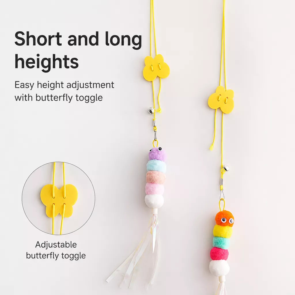 Door-Hanging Feather Cat Teaser Toy with Elastic Cord