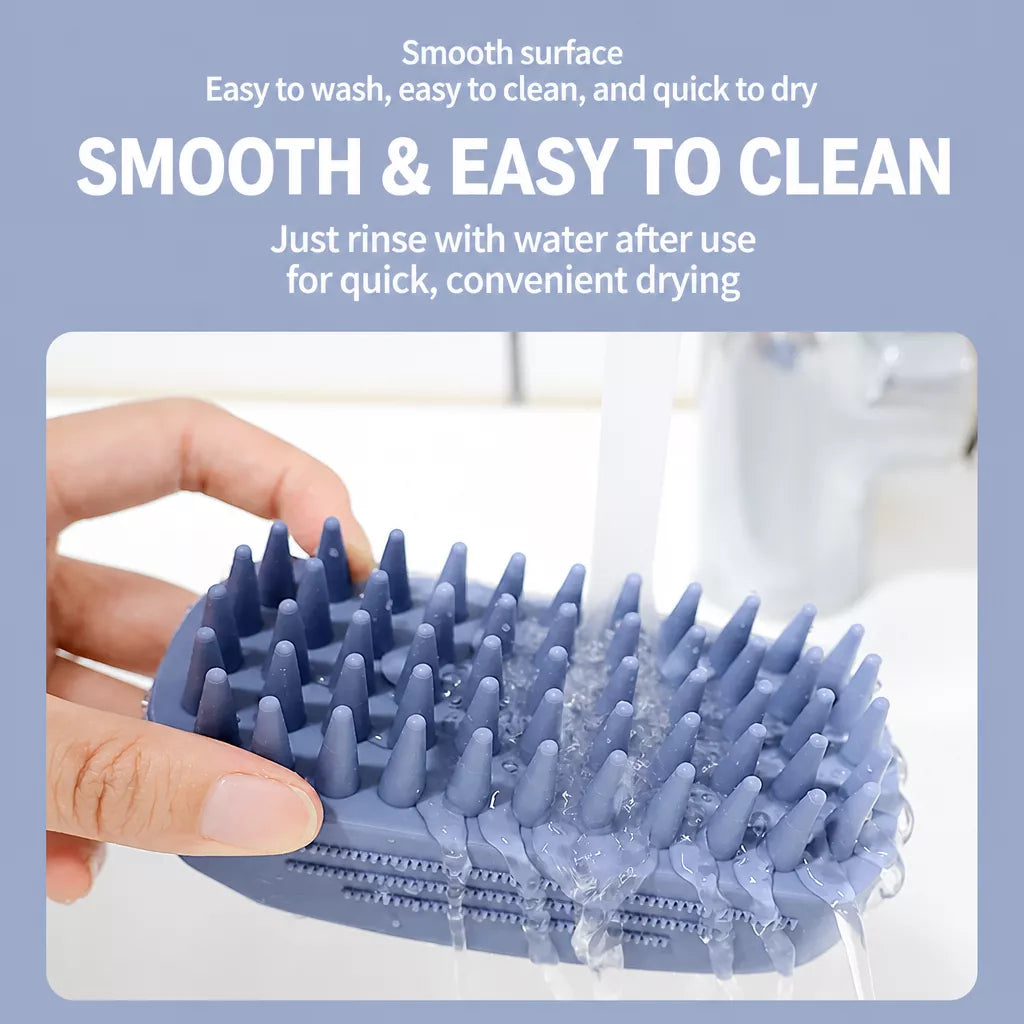 Silicone Pet Bath & Grooming Brush for Dogs and Cats