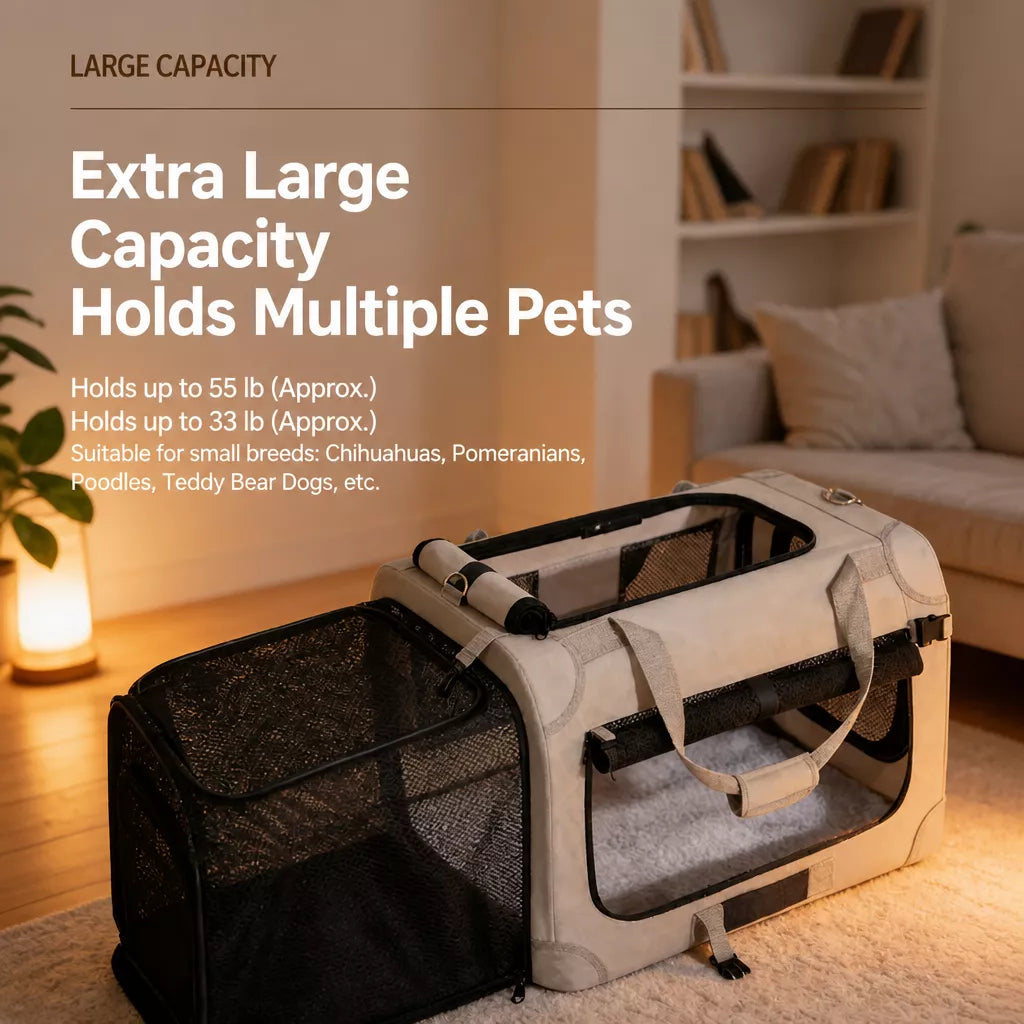 Large Foldable Pet Carrier for Cats and Dogs