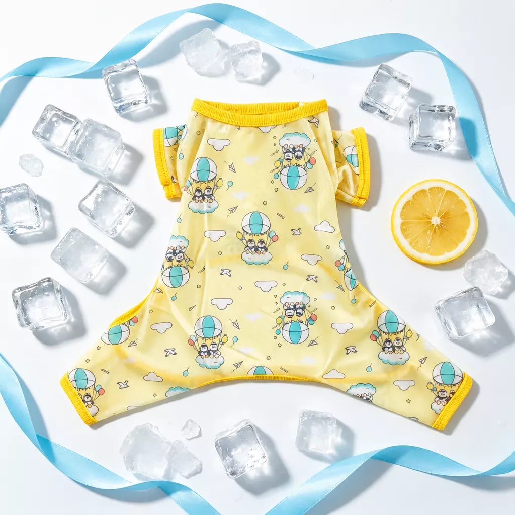 Summer Mesh Four-Leg Dog Outfit with Cartoon Print