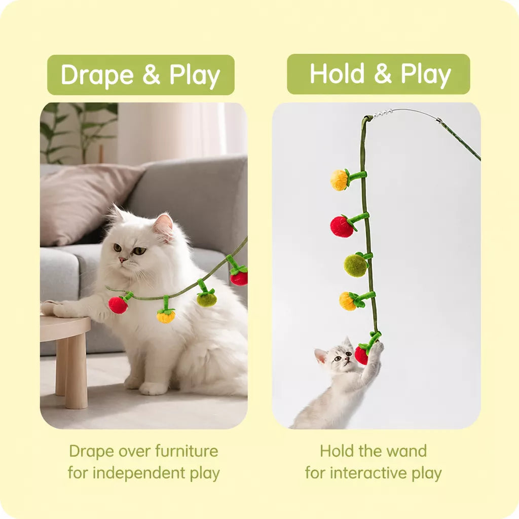 Felt Fruit String Cat Toy with Bell