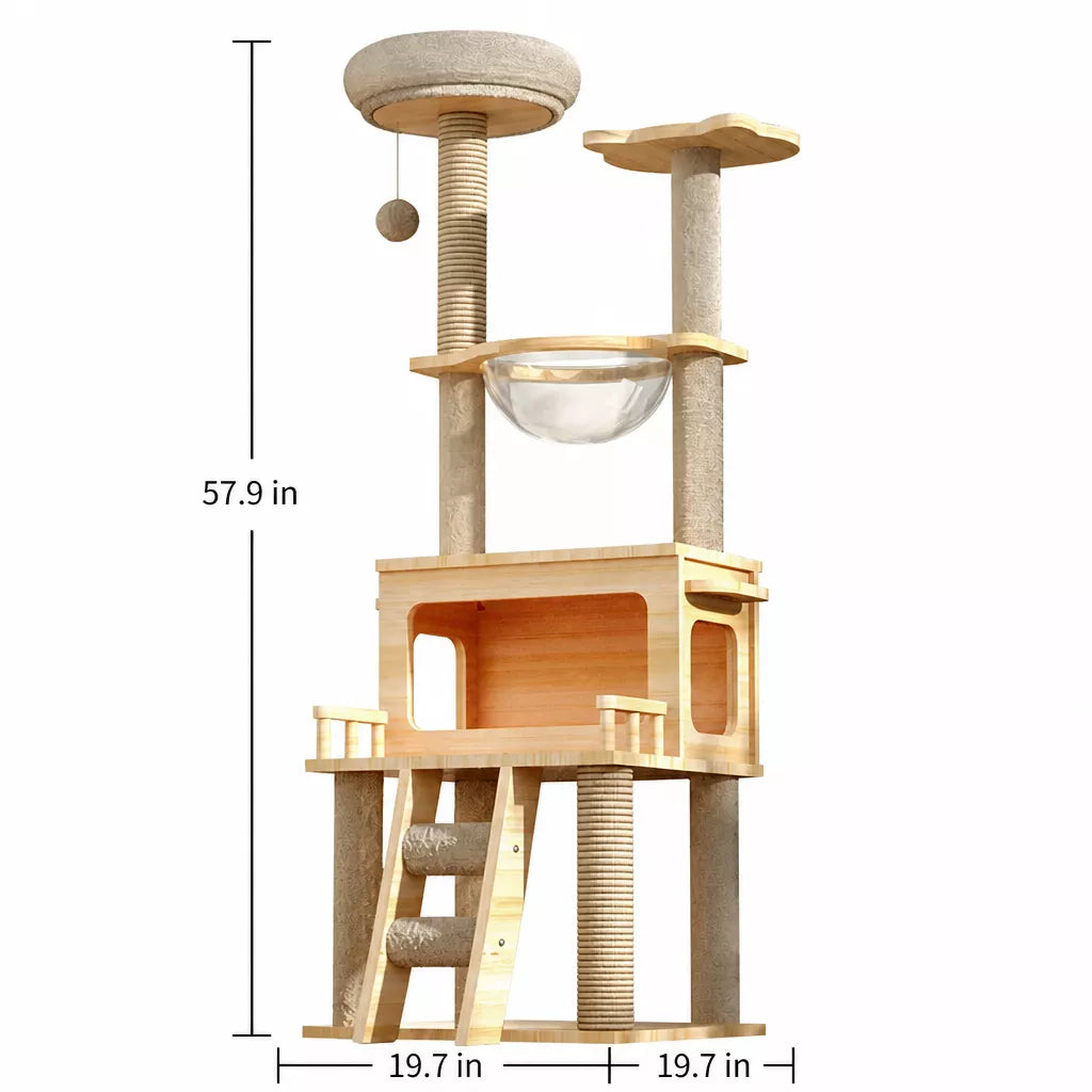 Mini Cat Tree with Enclosed Cat House and Scratching Post