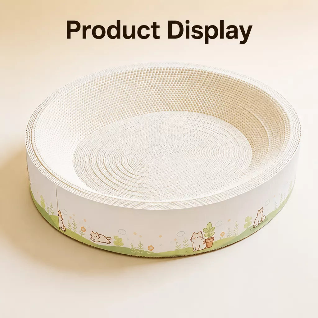 Large Oval Cat Scratcher Lounger with Built-In Cat Bed