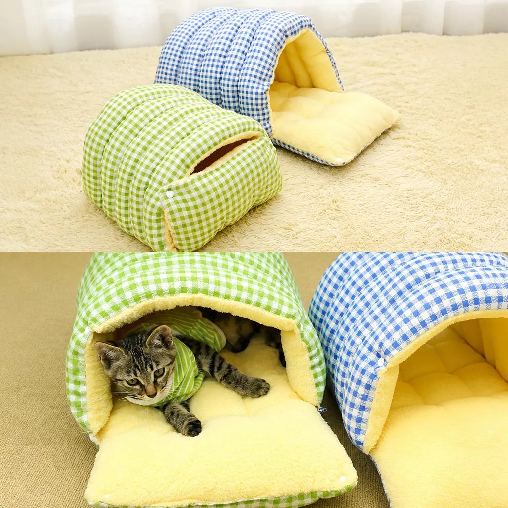 Enclosed Pet Bed with Open Entry for Cats and Small Dogs