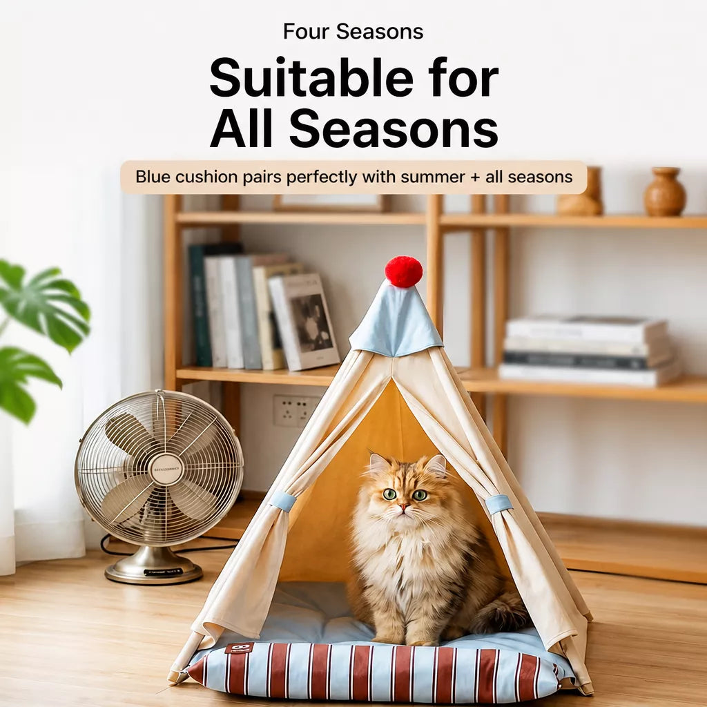 Semi-Enclosed Tent Bed for Small Dogs and Cats