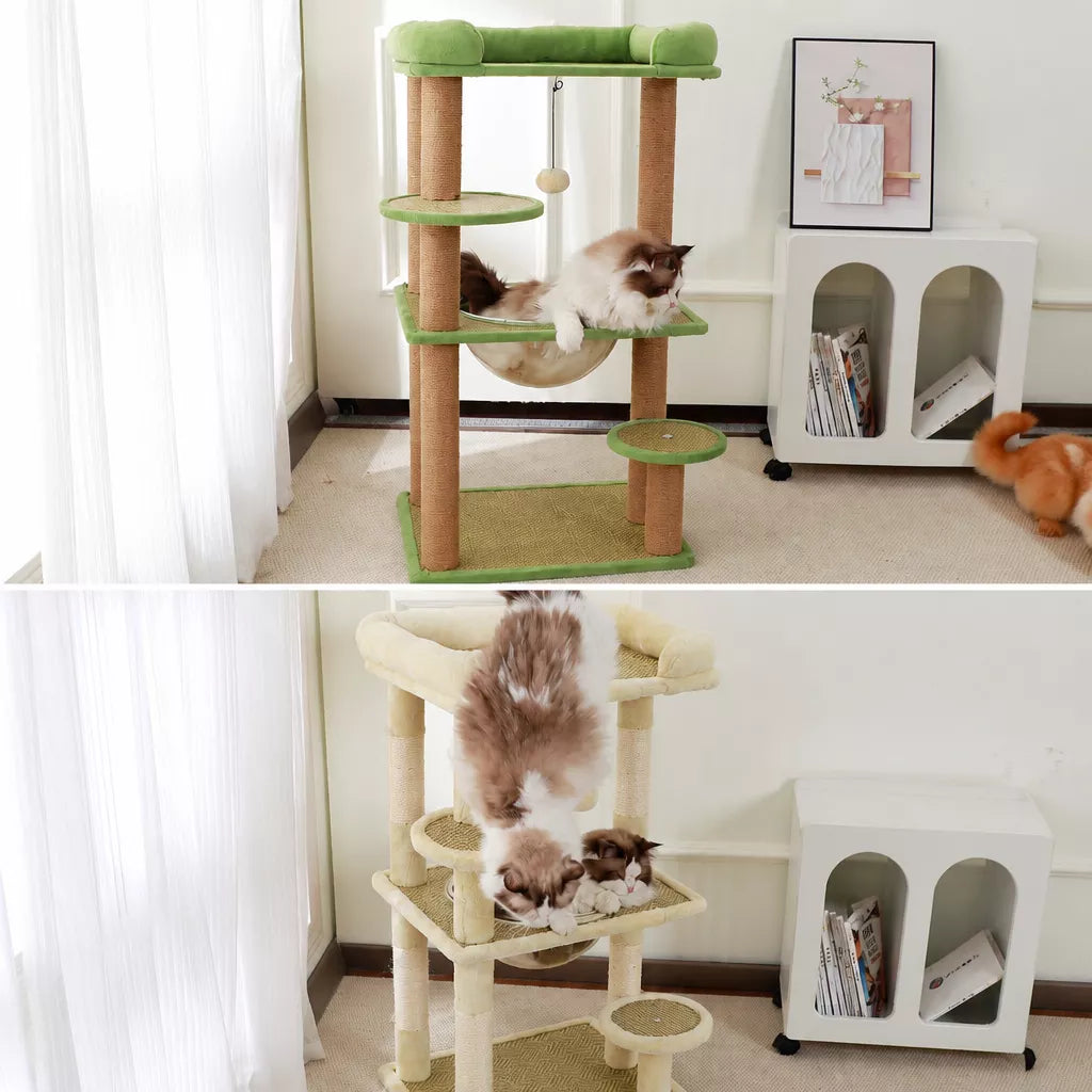 Compact Cat Tree with Space Capsule Hideaway and Perch