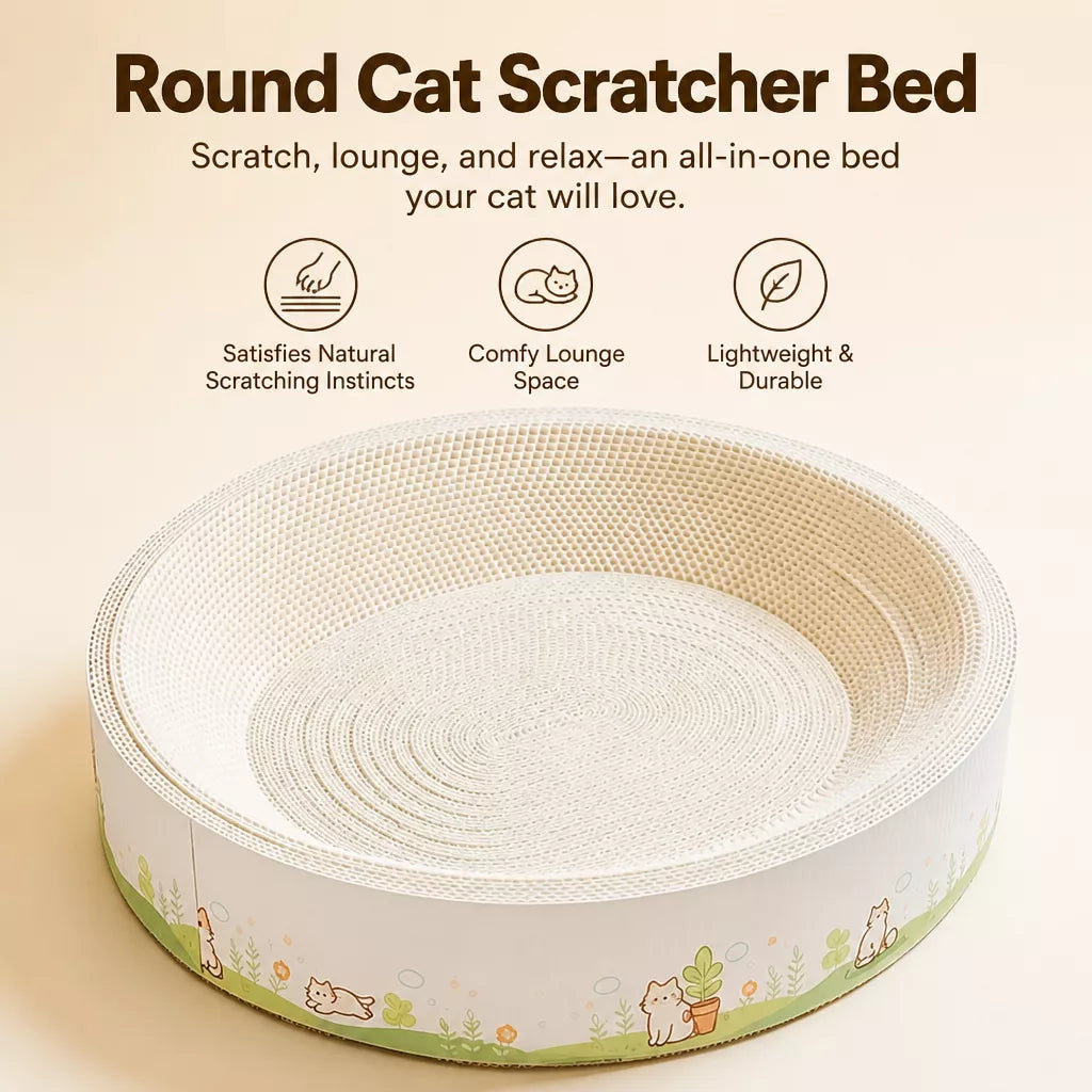 Large Oval Cat Scratcher Lounger with Built-In Cat Bed