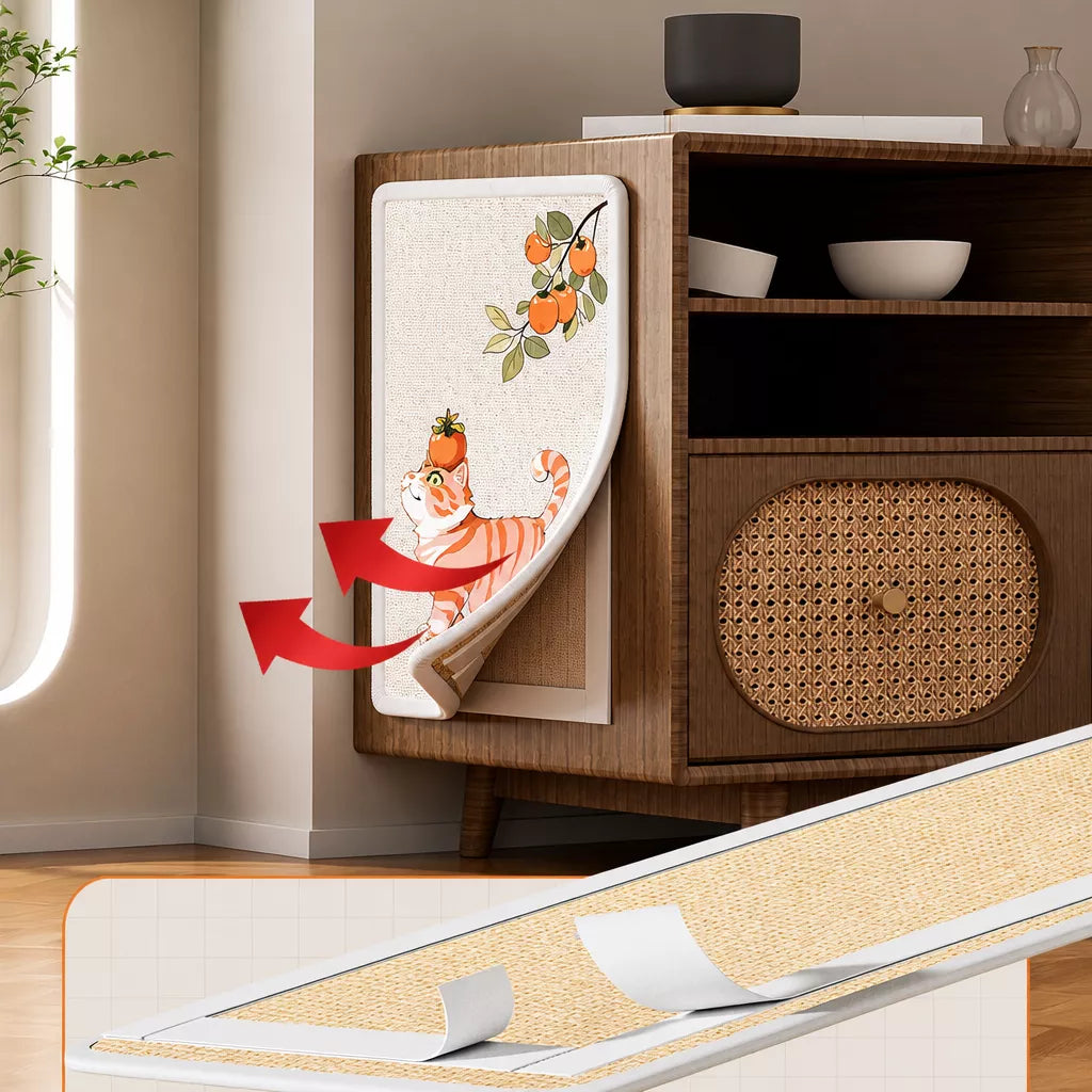 Adhesive Wall-Mounted Cat Scratcher with Braided Cotton Rope