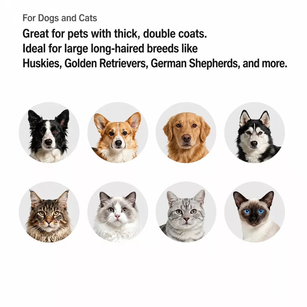 Dog & Cat Detangling Rake Comb for Long-Haired Coats