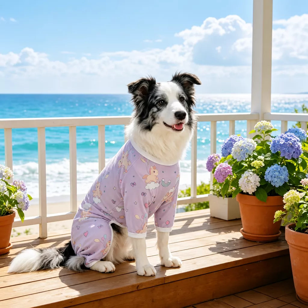 Summer Mesh Four-Leg Dog Outfit with Cartoon Print