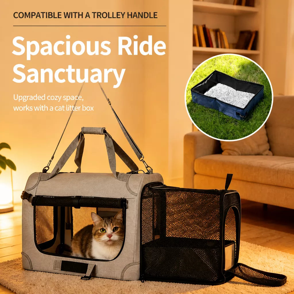 Large Foldable Pet Carrier for Cats and Dogs