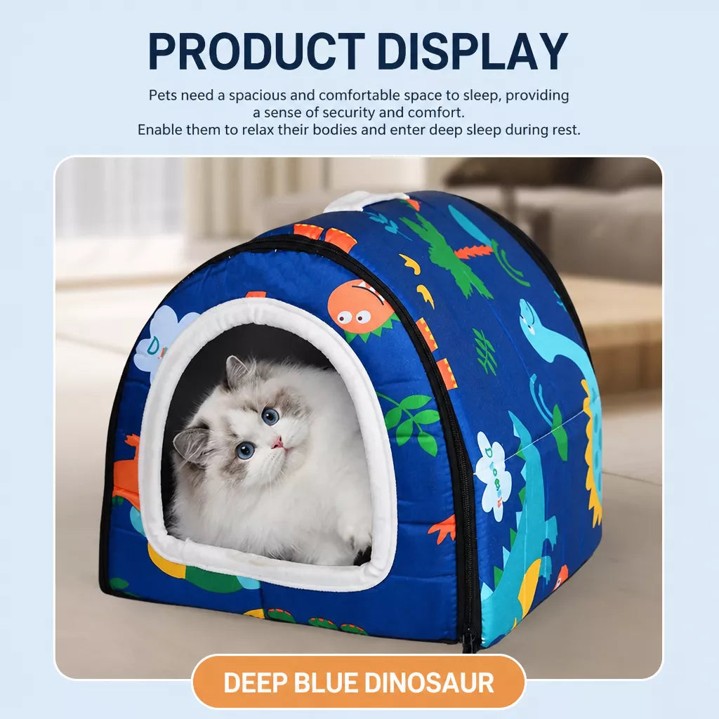 Semi-Enclosed Waterproof Pet Bed for Small to Medium Dogs and Cats