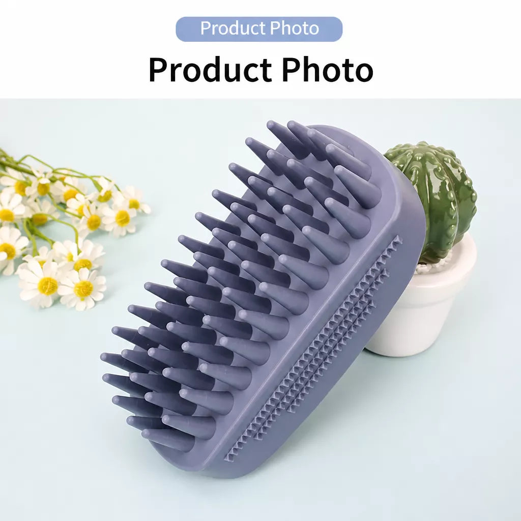 Silicone Pet Bath & Grooming Brush for Dogs and Cats