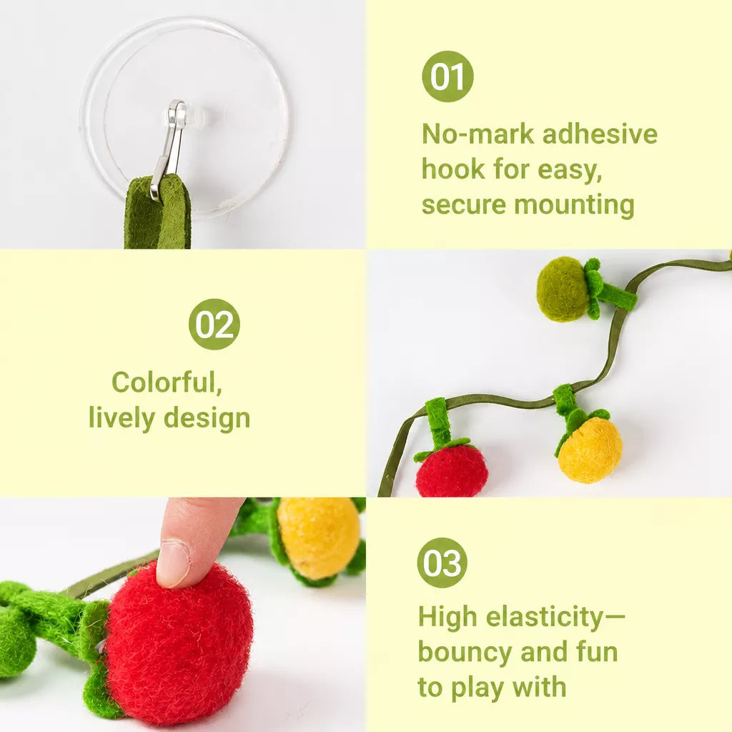 Felt Fruit String Cat Toy with Bell